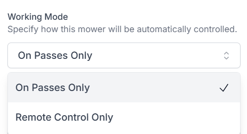 Working mode dropdown